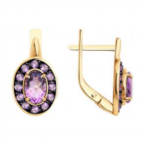 Золотые серьги Diamant с аметистом 51-320-01961-1 фото