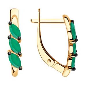 Золотые серьги Diamant с агатом 51-320-02012-3 фото