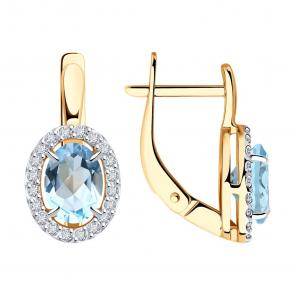 Золотые серьги Diamant с топазом и фианитом 51-320-02049-1 фото