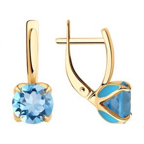 Золотые серьги Diamant с топазом 51-320-02058-1 фото