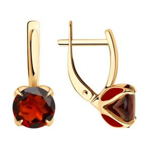 Золотые серьги Diamant с гранатом и эмалью 51-320-02058-3 фото