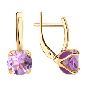 Золотые серьги Diamant с аметистом 51-320-02058-4 фото