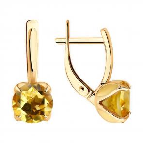 Золотые серьги Diamant с цитрином 51-320-02058-6 фото