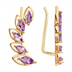 Золотые серьги Diamant с аметистом 51-320-02066-2 фото