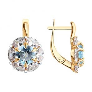 Золотые серьги Diamant с топазом и фианитом 51-320-02100-1 фото