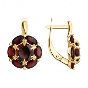 Золотые серьги Diamant с гранатом 51-320-02100-4 фото