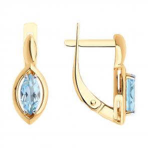 Золотые серьги Diamant с топазом 51-320-02110-1 фото