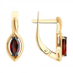 Золотые серьги Diamant с гранатом 51-320-02110-2 фото