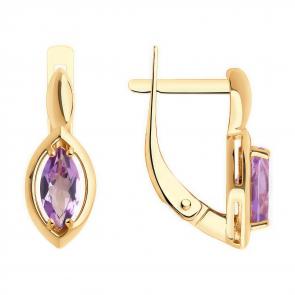 Золотые серьги Diamant с аметистом 51-320-02110-3 фото