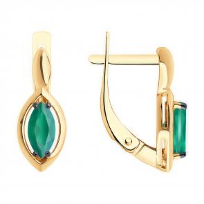 Золотые серьги Diamant с агатом 51-320-02110-4 фото