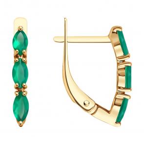 Золотые серьги Diamant с агатом 51-320-02152-3 фото