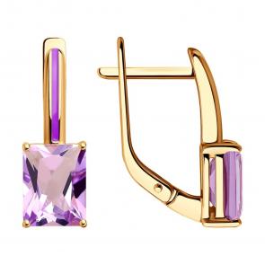 Золотые серьги Diamant с аметистом и эмалью 51-320-02171-3 фото