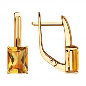 Золотые серьги Diamant с цитрином и эмалью 51-320-02171-5 фото