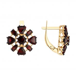 Золотые серьги Diamant с гранатом 51-320-02436-2 фото