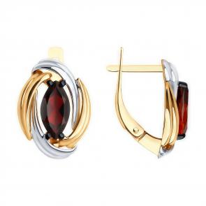 Золотые серьги Diamant с гранатом 51-320-02475-2 фото