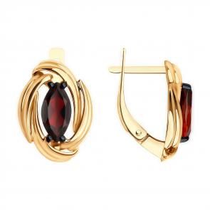 Золотые серьги Diamant с гранатом 51-320-02475-3 фото