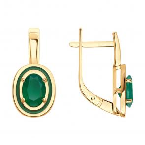 Золотые серьги Diamant с агатом и эмалью 51-320-02509-7 фото