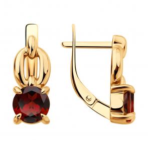 Золотые серьги Diamant с гранатом 51-320-02936-1 фото