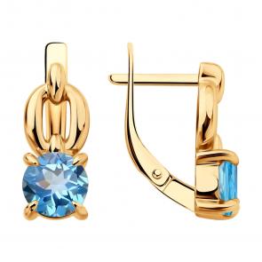 Золотые серьги SOKOLOV с топазом 51-320-02936-2 фото