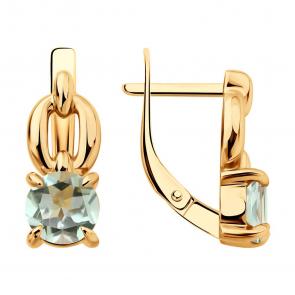 Золотые серьги Diamant с празиолитом 51-320-02936-3 фото