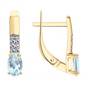 Золотые серьги Diamant с топазом и фианитом 51-320-02941-2 фото