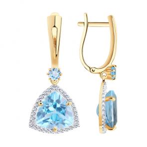 Золотые серьги Diamant с топазом и фианитом 51-321-00865-1 фото