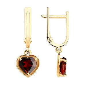 Золотые серьги Diamant с гранатом 51-321-01323-1 фото