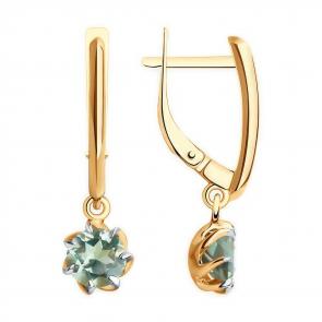 Золотые серьги Diamant с празиолитом 51-321-01774-2 фото