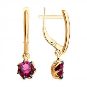 Золотые серьги Diamant с родолитом 51-321-01774-3 фото