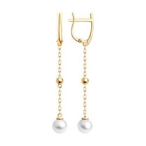 Золотые серьги Diamant с жемчугом 51-321-01805-1 фото