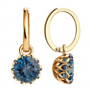Золотые серьги-трансформеры Diamant с Лондон топазом 51-321-01811-1 фото