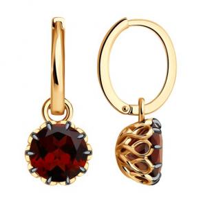 Золотые серьги-трансформеры Diamant с гранатом 51-321-01811-2 фото