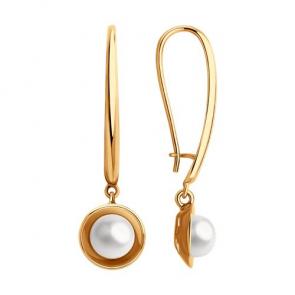Золотые серьги Diamant с жемчугом 51-321-01823-1 фото