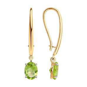 Золотые серьги Diamant с хризолитом 51-321-01929-3 фото