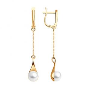 Золотые серьги Diamant с жемчугом 51-321-01930-1 фото