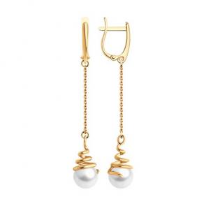 Золотые серьги Diamant с жемчугом 51-321-01940-1 фото