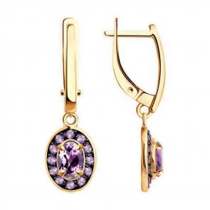 Золотые серьги Diamant с аметистом 51-321-01961-1 фото