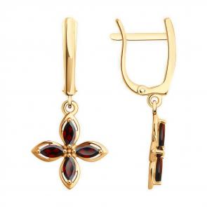 Золотые серьги Diamant с гранатом 51-321-02446-2 фото