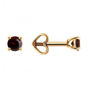 Золотые серьги Diamant с гранатом 51-322-01296-5 фото
