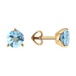Золотые серьги Diamant с топазом 51-322-01699-6 фото