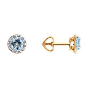 Золотые серьги Diamant с топазом и фианитом 51-322-01744-5 фото