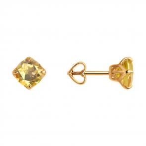 Золотые серьги Diamant с цитрином 51-322-01764-4 фото