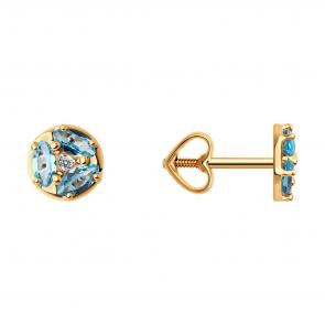 Золотые серьги Diamant с топазом и фианитом 51-322-02093-1 фото