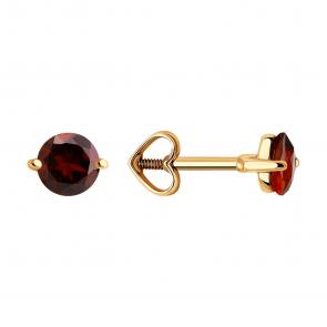 Золотые серьги Diamant с гранатом 51-322-02196-3 фото