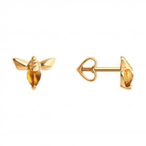 Золотые серьги Diamant с цитрином 51-322-02330-1 фото