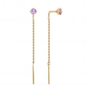 Золотые серьги Diamant с аметистом 51-323-02805-3 фото