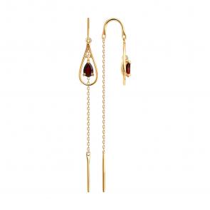 Золотые серьги Diamant с гранатом 51-323-03005-2 фото