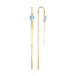 Золотые серьги Diamant с топазом 51-323-03027-2 фото
