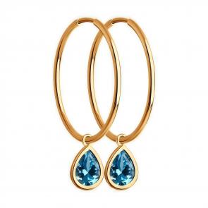 Золотые серьги-трансформеры Diamant с топазом 51-324-02065-1 фото