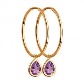 Золотые серьги-трансформеры Diamant с аметистом 51-324-02065-3 фото